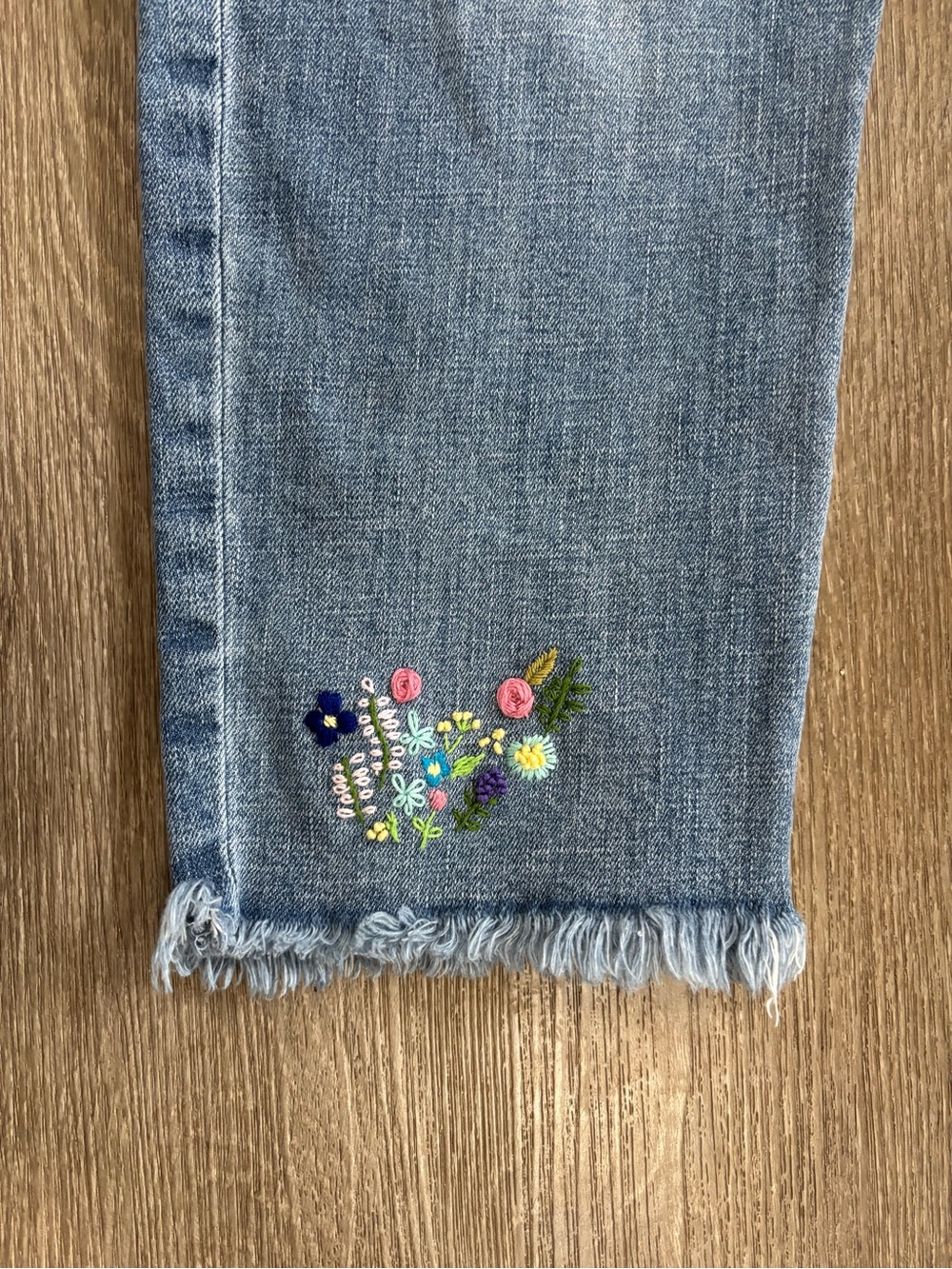 GAP Light Blue Cropped Jeans with Hand Embroidered Flowers
